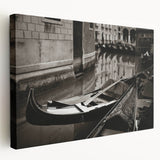 Venetian gondola in muted watercolor tones on stretched canvas, suitable for kitchen wall art.