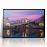 Large abstract wall art depicting a gondola on water, in black and white tones, framed acrylic.