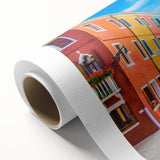 Art deco poster of a gondola in muted blues and grays on rolled canvas, ideal for nursery wall art.