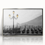 Art deco poster depicting a silver gondola on acrylic, ideal for modern art wall decor in a nursery.
