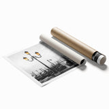 Rolled print of a gondola on a serene waterway with soft pastel colors, ideal for classy bathroom wall art.