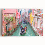 Black and white stretched canvas of a gondola on calm waters, perfect for kitchen wall art.