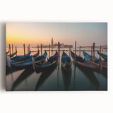Black and white photo of a gondola on a canal, printed on large stretched canvas, suitable for kitchen wall art.