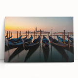 Black and white stretched canvas of a gondola on calm waters, ideal for kitchen wall art or bedroom ambiance.