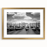 Textured art print featuring an abstract gondola in muted gold and blue tones on a framed canvas, ideal for bedroom art.