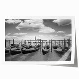 Rolled print of a gondola on a serene canal, in soft pastel colors, ideal for art wall dining room.