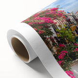 Art deco poster of a gondola on a canal, using muted blue and gray tones on rolled canvas, ideal for nursery wall art.