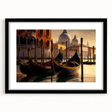 Extra large canvas print featuring an abstract colorful art design of gondolas in vibrant hues, ideal for living room decor.