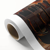 Art deco poster of a gondola on water in muted blue and grey, rolled canvas, ideal for nursery wall art.