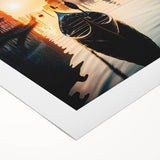 Art deco poster of a gondola on a canal, in muted earth tones, on rolled canvas, suitable for dining room decor.