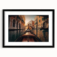 Extra large framed abstract art print featuring a colorful, textured depiction of a gondola, ideal for living room decor.