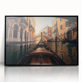 Large abstract wall art featuring a mid-century modernist gondola in black and white, framed in acrylic.