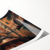 Extra large wall art featuring a line art floral gondola design in monochrome, printed on rolled canvas.