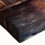 Black and white photo of a gondola on calm waters, printed on large stretched canvas, suitable for bedroom wall art.