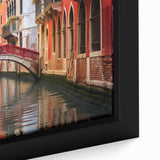 Black wall art featuring a textured gondola on a canal, with vibrant colors on extra large framed canvas.