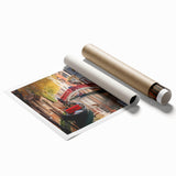 Extra large rolled print of a gondola on a calm waterway, in muted earth tones, ideal for classy bathroom wall art.