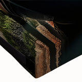 Black and white landscape art painting of a gondola on water on stretched canvas, ideal for bedroom wall art.