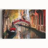 Black and white gondola on water print on stretched canvas, ideal for kitchen wall art.