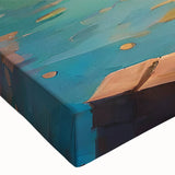 Black and white photograph of a gondola on water, printed on large stretched canvas, suitable for bedroom wall decor.