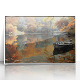 Acrylic print of a mid-century modernist gondola in muted earth tones, ideal for modern art wall decor.