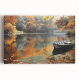 Black and white photo of a gondola on calm waters, printed on large stretched canvas, ideal for kitchen wall art.