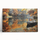 Black and white photo of a gondola on a canal, printed on large stretched canvas.