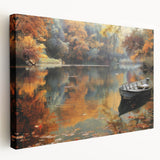 Venetian gondola on calm water in muted earth tones on stretched canvas, suitable for kitchen wall art.
