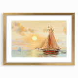 Textured art print of an abstract rowboat in muted blue and gray tones on a framed canvas, suitable for bedroom decor.