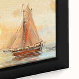 Extra large framed canvas depicting a black rowboat, highlighted with textured colorful art, ideal for living room decor.