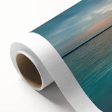 Art Deco style poster of a rowboat on water, in muted blue and gray tones on rolled canvas, ideal for nursery wall art.