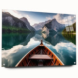 Acrylic print of a rowboat in vibrant blue and teal hues, ideal for bedroom or dining room decor.