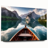 Acrylic print of a rowboat on water in muted blue and gray, ideal for bedroom or dining room art.