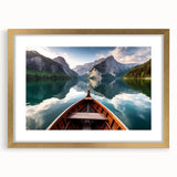 Textured art print of an abstract rowboat in muted blue and gray tones on a framed canvas, suitable for bedroom wall decor.