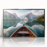 Art deco poster of a silver-framed acrylic print depicting a rowboat, ideal for modern art wall decor in a nursery.