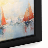 Extra large black wall art of a rowboat with colorful, textured strokes on a framed canvas, ideal for living room decor.