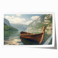 Extra large wall art featuring a rowboat on calm waters, printed on rolled canvas, suited for dining room decor.