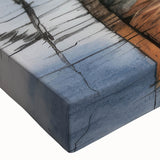 Black and white photo of a rowboat on water, large art on stretched canvas, suitable for bedroom wall decor.