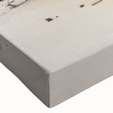 Black and white landscape art painting of a rowboat on a calm lake, printed on large stretched canvas.