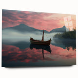 Acrylic print of a rowboat in muted blue and gray tones, ideal for bedroom or dining room art.