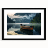 Abstract art print of a colorful rowboat, textured design on extra large canvas, ideal for living room decor.