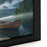 Close-up of a textured black wall art featuring a colorful rowboat, ideal for extra large living room decor.