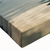 Black and white landscape art painting on stretched canvas depicting a solitary rowboat, ideal for bedroom wall decor.