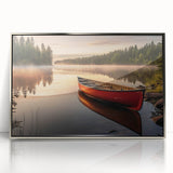 Art deco poster of a silver-framed acrylic print featuring a rowboat, ideal for modern nursery wall art.