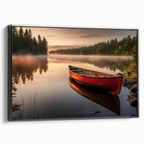 Black and white framed canvas featuring a side view of a rowboat, ideal for bedroom landscape art.