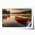 Extra large canvas print of a rowboat on calm waters with pastel blue and gray tones, ideal for dining room wall art.