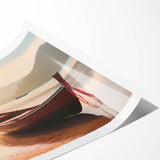 Extra large rolled print of a rowboat on water, executed in soft pastel shades, ideal for large living room wall art.