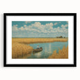 Abstract art print of a colorful rowboat, textured in vibrant hues on a large canvas, ideal for living room decor.
