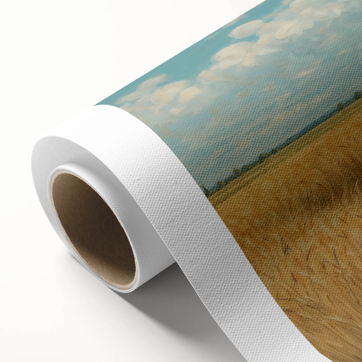 Art deco style poster of a rowboat on water, in soft blue and gray tones, on rolled canvas, ideal for nursery wall art.