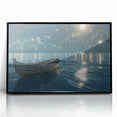 Large abstract wall art featuring a rowboat in muted earth tones on a framed acrylic, ideal for modern living room decor.