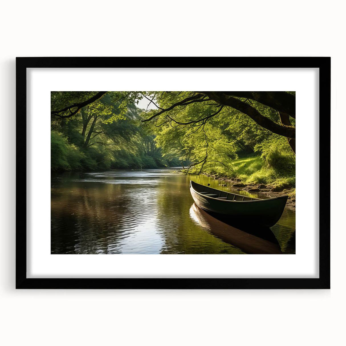 Abstract art print of a rowboat in vibrant colors on a textured, extra large canvas, ideal for living room decor.